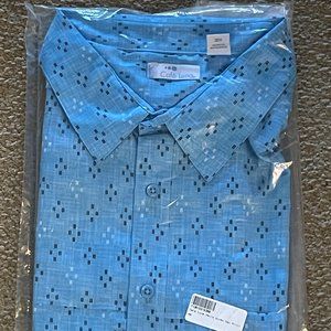 NWT Light Blue Print Spring Break S/S Shirt CAFE LUNA 3XL  sz 54 / 56